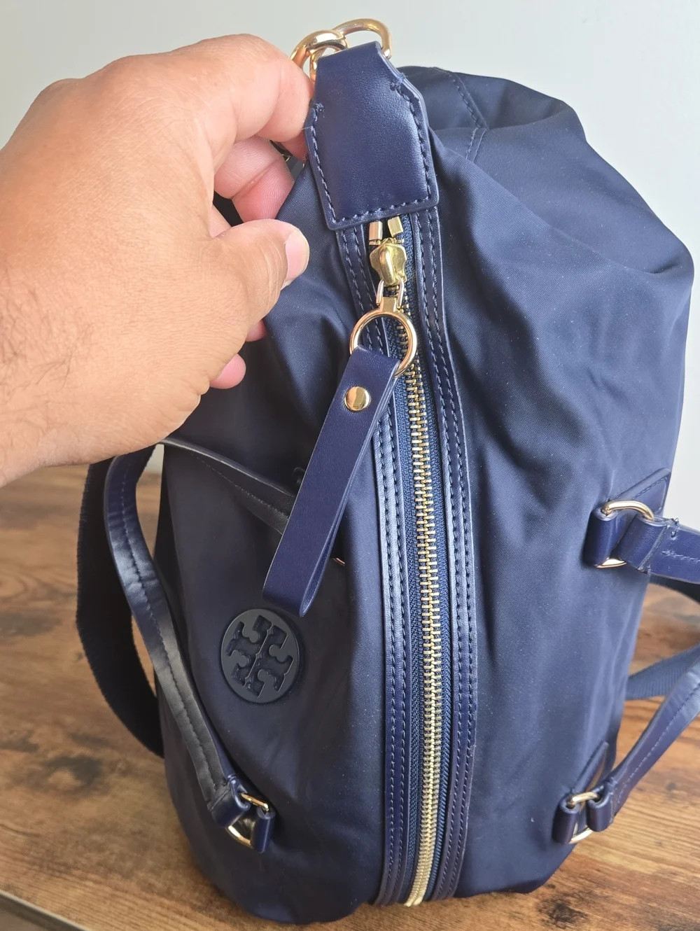 Tory Burch Tilda Navy Nylon Slouchy Satchel Shoulder Bag Quiet Luxury Minimalist